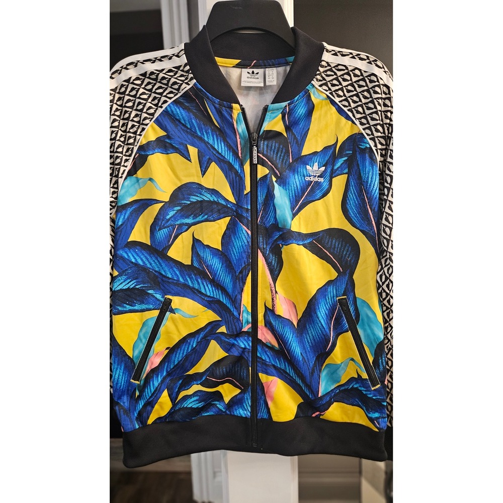 Tropicalcore Adidas Originals Farm Riol Leaf Geometric Track Jacket Yellow Blu L